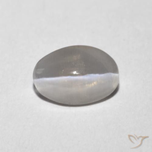 1.02ct Naturel Gris très clair Sillimanite œil de chat, ovale, Transparent