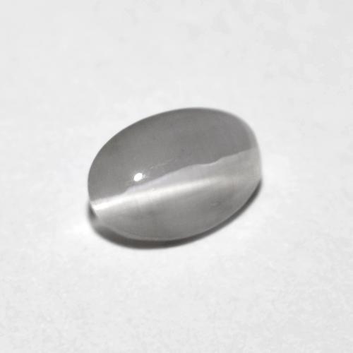 Sillimanite œil de chat Gris très clair naturelle Coupe ovale, 0.74 ct, Transparent