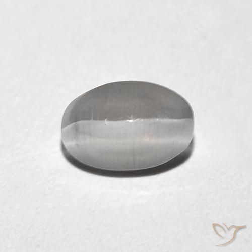 0.85ct Naturel Gris très clair Sillimanite œil de chat, ovale, Transparent