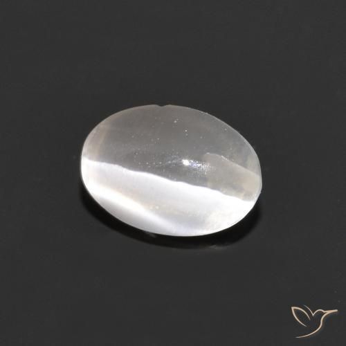 0.98ct Naturel Gris très clair Sillimanite œil de chat, ovale, Transparent