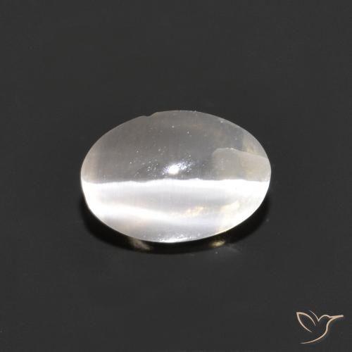 Sillimanite œil de chat Gris très clair naturelle ovale, 0.98 ct, Transparent