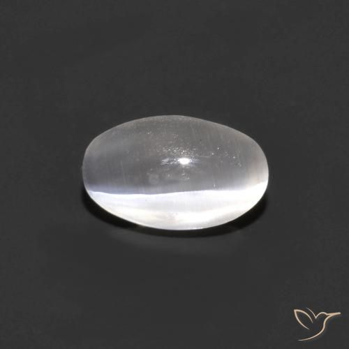 0.81ct Naturel Gris très clair Sillimanite œil de chat, ovale, Transparent