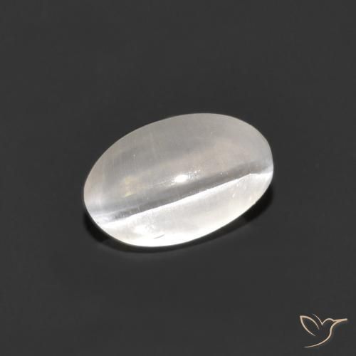 0.84ct Naturel Gris très clair Sillimanite œil de chat, ovale, Transparent