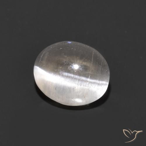 Sillimanite œil de chat Gris très clair naturelle ovale, 0.98 ct, Transparent