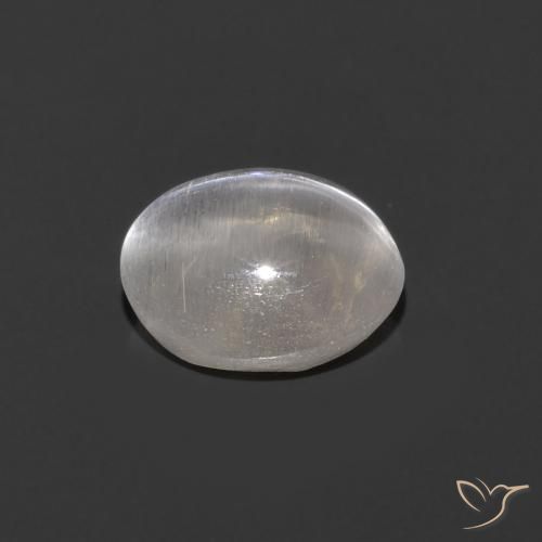Sillimanite œil de chat Gris très clair naturelle ovale, 0.98 ct, Transparent