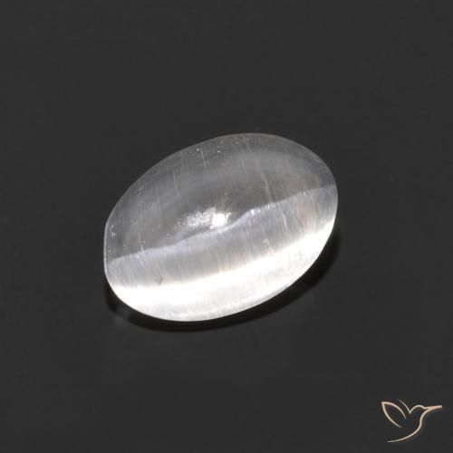 0.84ct Naturel Gris très clair Sillimanite œil de chat, ovale, Transparent