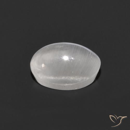 Sillimanite œil de chat Gris très clair naturelle ovale, 0.84 ct, Transparent