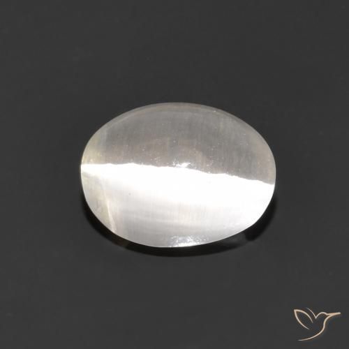 1.15ct Naturel Gris très clair Sillimanite œil de chat, ovale, Transparent