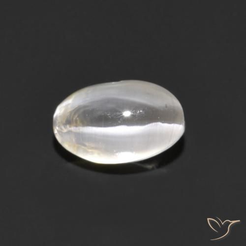 1.06ct Naturel Gris très clair Sillimanite œil de chat, ovale, Transparent