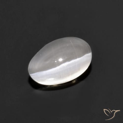 1.14ct Naturel Gris très clair Sillimanite œil de chat, ovale, Transparent