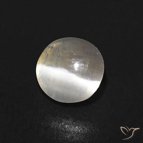 Sillimanite œil de chat Blanc chaud naturelle ovale, 0.99 ct, Transparent