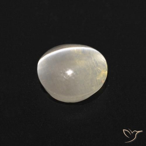 Sillimanite œil de chat Blanc chaud naturelle ovale, 0.99 ct, Transparent