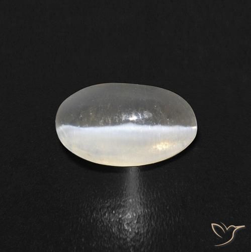0.84ct Naturel Blanc chaud Sillimanite œil de chat, ovale, Transparent