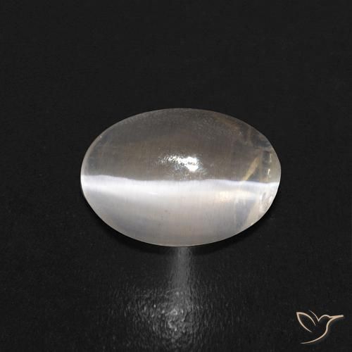 0.68ct Naturel Blanc chaud Sillimanite œil de chat, ovale, Transparent