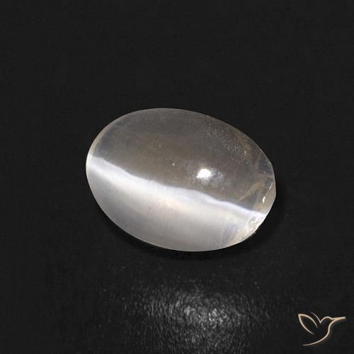 Sillimanite œil de chat Blanc chaud naturelle ovale, 0.68 ct, Transparent