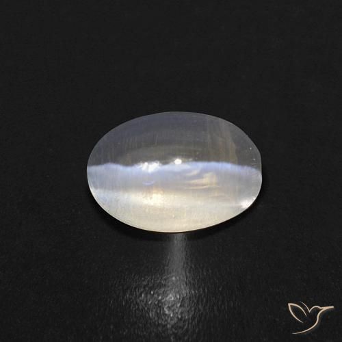 0.86ct Naturel Blanc chaud Sillimanite œil de chat, ovale, Transparent