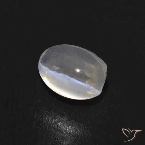 Sillimanite œil de chat Blanc chaud naturelle ovale, 0.86 ct, Transparent