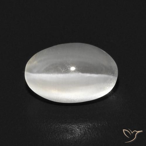 1.12ct Naturel Blanc chaud Sillimanite œil de chat, ovale, Transparent