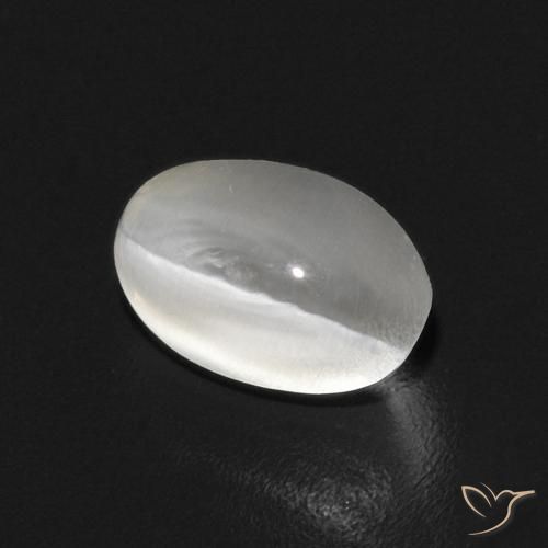 Sillimanite œil de chat Blanc chaud naturelle ovale, 1.12 ct, Transparent