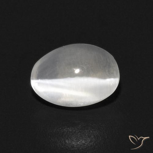 0.87ct Naturel Blanc chaud Sillimanite œil de chat, ovale, Transparent