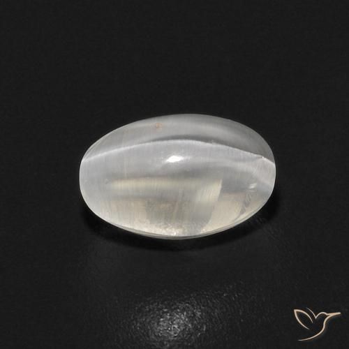 0.89ct Naturel Blanc chaud Sillimanite œil de chat, ovale, Transparent