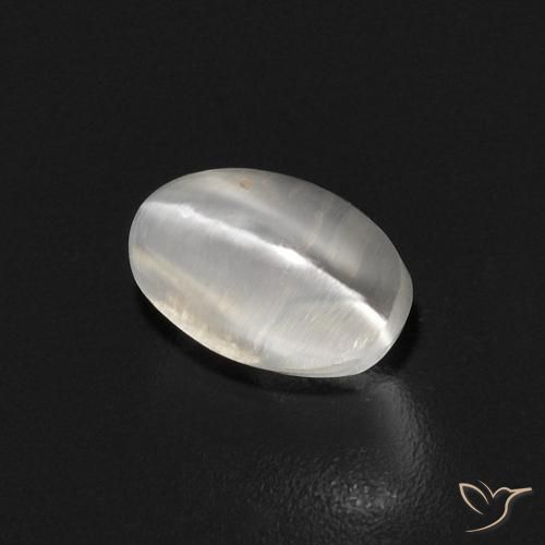 Sillimanite œil de chat Blanc chaud naturelle ovale, 0.89 ct, Transparent