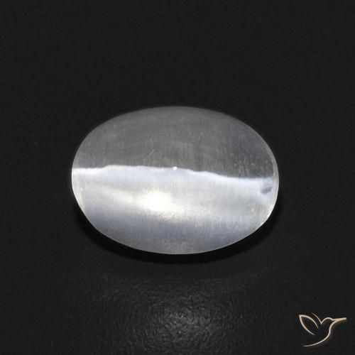0.91ct Naturel Blanc Sillimanite œil de chat, ovale, Transparent