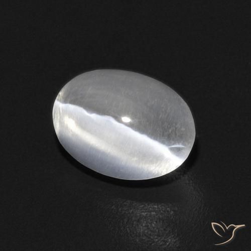 Sillimanite œil de chat Blanc naturelle ovale, 0.91 ct, Transparent