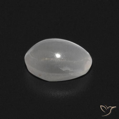Sillimanite œil de chat Blanc naturelle ovale, 0.84 ct, Transparent