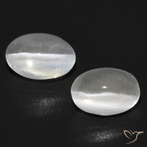 1.40ctw Naturel Blanc Sillimanite œil de chat, ovale, Transparent