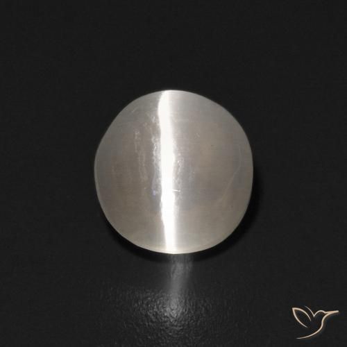 0.90ct Naturel Blanc chaud Sillimanite œil de chat, ovale, Transparent