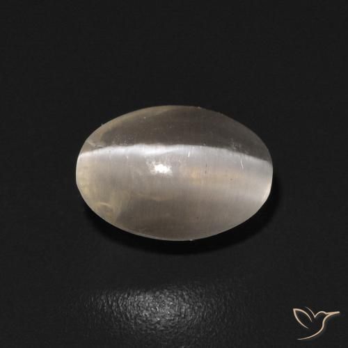 0.81ct Naturel Blanc chaud Sillimanite œil de chat, ovale, Transparent