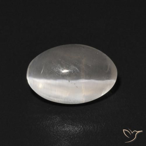 0.94ct Naturel Blanc chaud Sillimanite œil de chat, ovale, Transparent