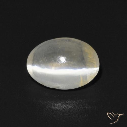 0.76ct Naturel Blanc chaud Sillimanite œil de chat, ovale, Transparent