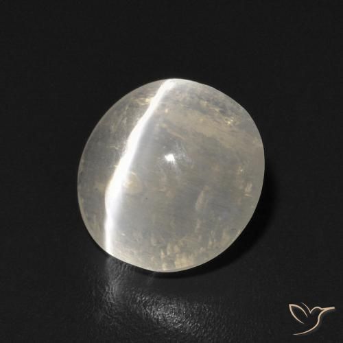 Sillimanite œil de chat Blanc chaud naturelle ovale, 1.17 ct, Transparent