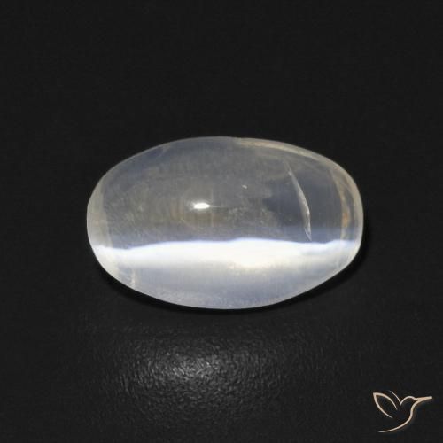0.83ct Naturel Blanc chaud Sillimanite œil de chat, ovale, Transparent