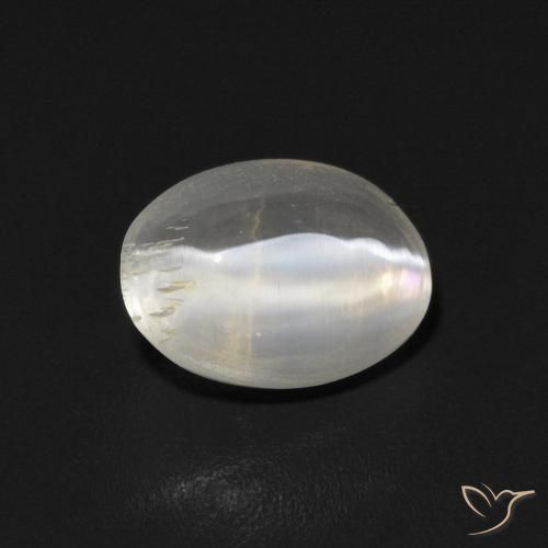 0.97ct Naturel Blanc chaud Sillimanite œil de chat, ovale, Transparent