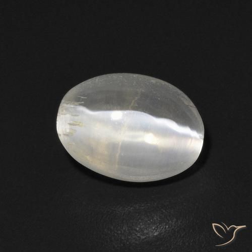 Sillimanite œil de chat Blanc chaud naturelle ovale, 0.97 ct, Transparent