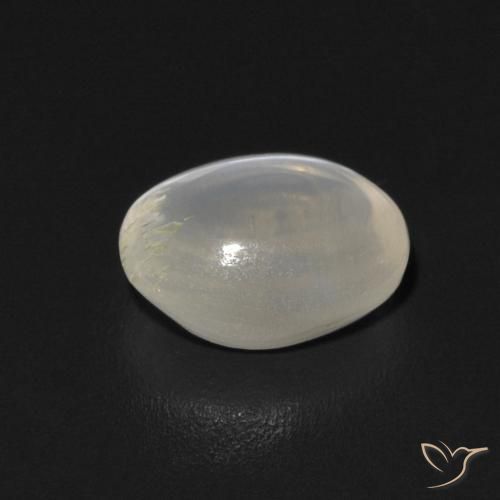Sillimanite œil de chat Blanc chaud naturelle ovale, 0.97 ct, Transparent