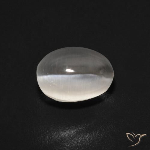 Sillimanite œil de chat Gris très clair naturelle ovale, 1.27 ct, Transparent