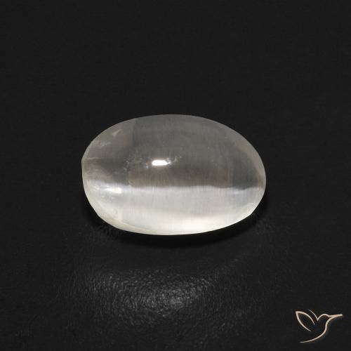 0.74ct Naturel Gris très clair Sillimanite œil de chat, ovale, Transparent