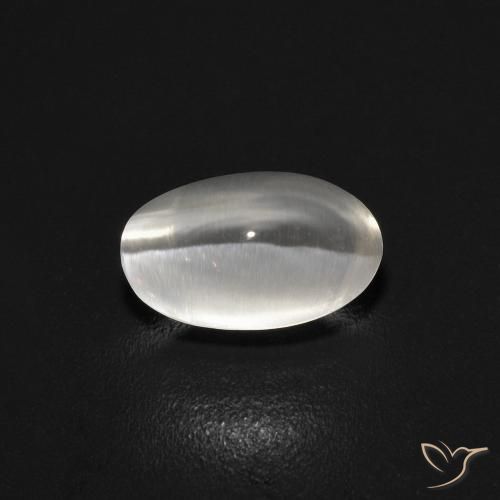 0.89ct Naturel Gris très clair Sillimanite œil de chat, ovale, Transparent