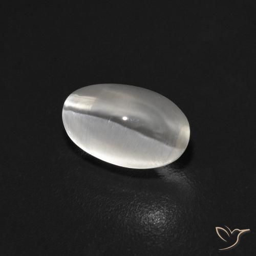 Sillimanite œil de chat Gris très clair naturelle ovale, 0.89 ct, Transparent