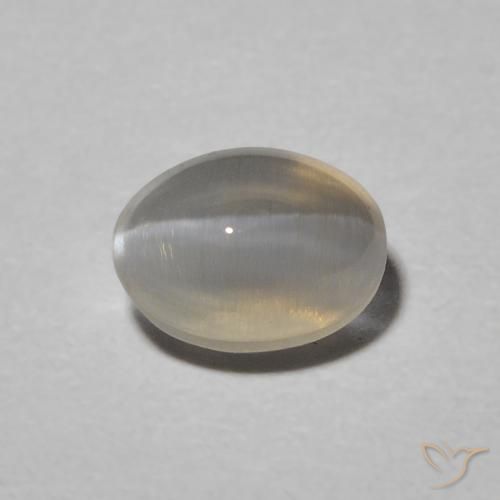 1.00ct Naturel Gris léger Sillimanite œil de chat, ovale, Translucide