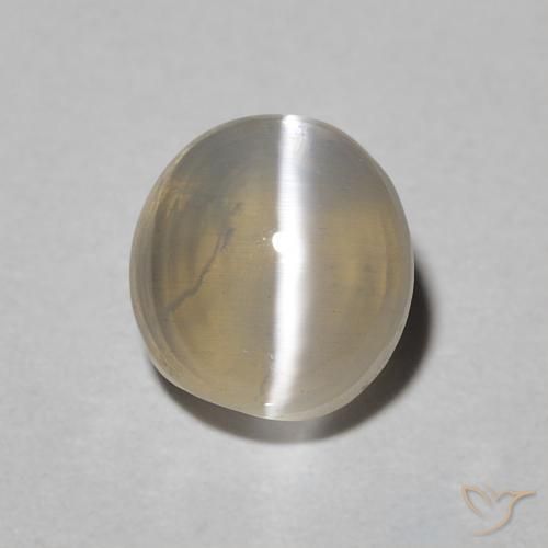 1.49ct Naturel Warm Grey Sillimanite œil de chat, ovale, Translucide
