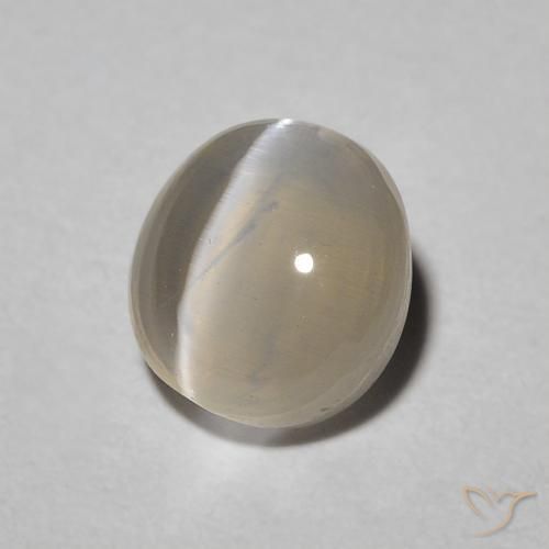 Sillimanite œil de chat Warm Grey naturelle ovale, 1.49 ct, Translucide