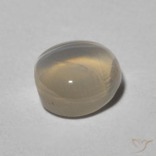 Sillimanite œil de chat Warm Grey naturelle ovale, 1.49 ct, Translucide