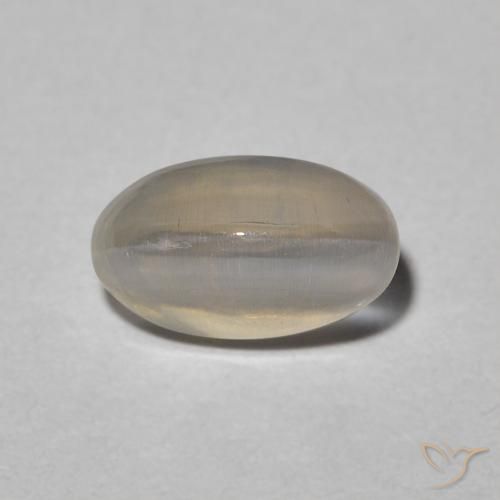 1.31ct Naturel Warm Grey Sillimanite œil de chat, ovale, Translucide