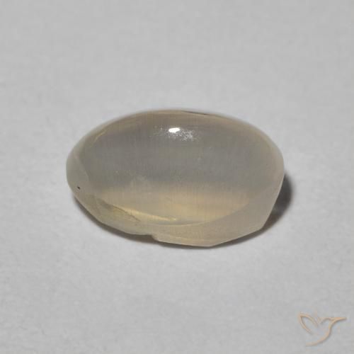 Sillimanite œil de chat Warm Grey naturelle ovale, 1.31 ct, Translucide