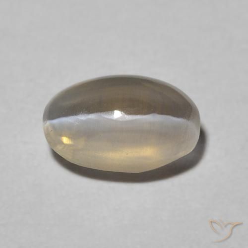 Sillimanite œil de chat Warm Grey naturelle Coupe ovale, 0.93 ct, Translucide